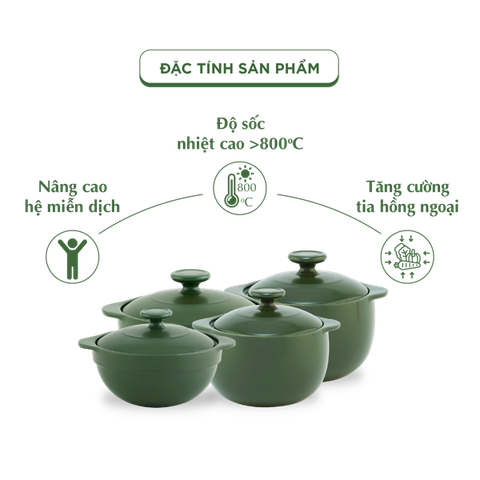 Combo 4 nồi dưỡng sinh sứ Minh Long Healthycook (0.35/0.55/0.4/0.85)