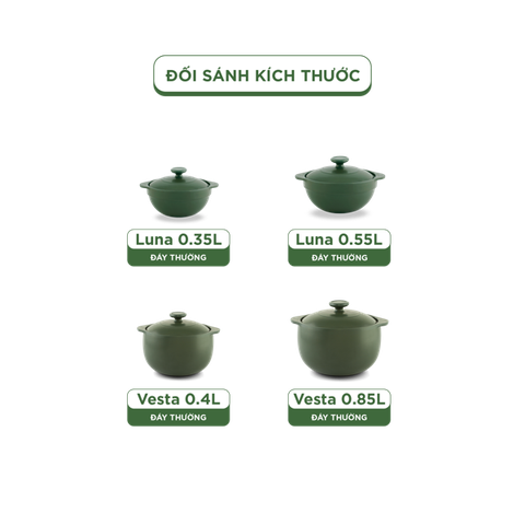 Combo 4 nồi dưỡng sinh sứ Minh Long Healthycook (0.35/0.55/0.4/0.85)