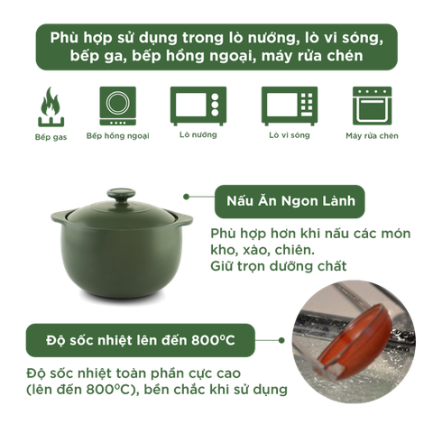 Combo 4 nồi dưỡng sinh sứ Minh Long Healthycook (0.35/0.55/0.4/0.85)