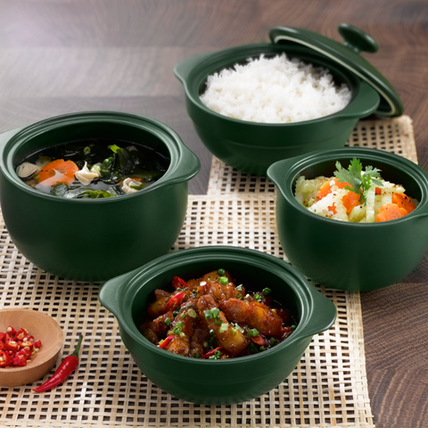 Combo 4 nồi dưỡng sinh sứ Minh Long Healthycook (0.35/0.55/0.4/0.85)