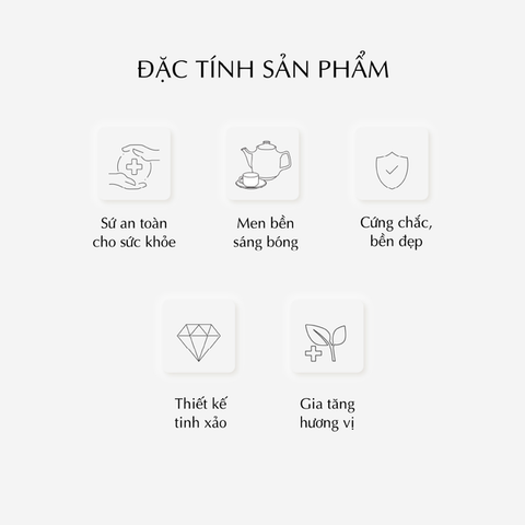 Combo 8 - Bộ trà Anna cao 0.47L VCV - Ly sứ dưỡng sinh (trắng) sứ Minh Long