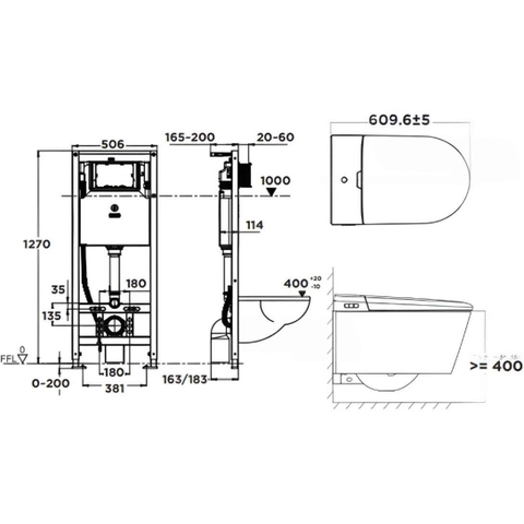 Bồn Cầu Thông Minh American Standard 1073919990 Treo Tường Aero - Lite