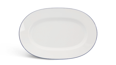 Dĩa oval sứ Minh Long 32 cm - Camellia - Chỉ Xanh Dương