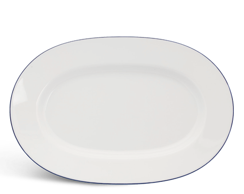 Dĩa oval sứ Minh Long 32 cm - Camellia - Chỉ Xanh Dương