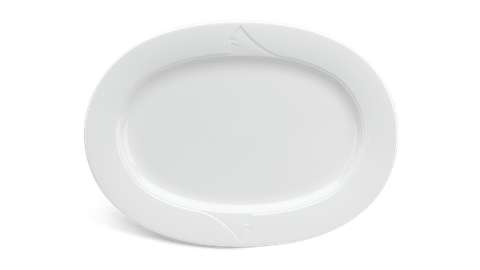 Dĩa oval sứ Minh Long 33 cm - Loa Kèn - Trắng