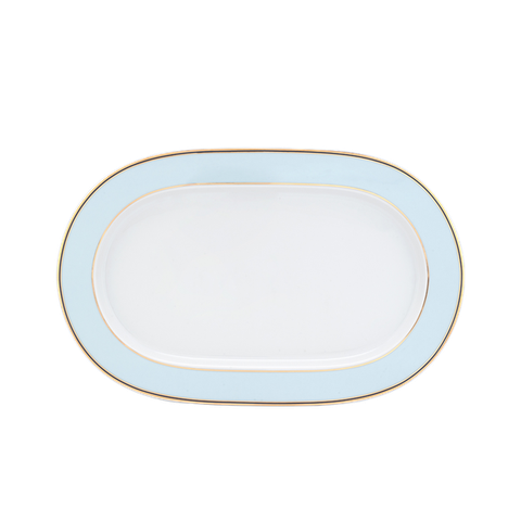 Dĩa oval sứ Minh Long 34 cm - Gastroline Xanh Ngọc