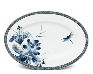 Dĩa oval sứ Minh Long 37 cm - Hoàng Cung - Sen Vàng