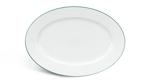 Dĩa oval sứ Minh Long - Jasmine - Chỉ Xanh Lá