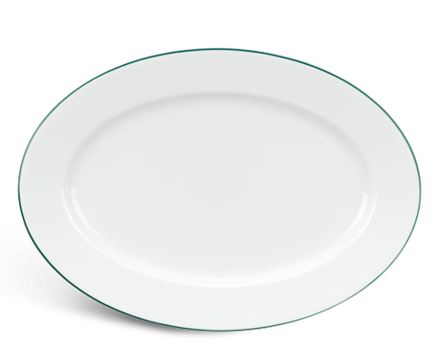 Dĩa oval sứ Minh Long - Jasmine - Chỉ Xanh Lá