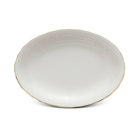 Dĩa oval sứ Minh Long - Mẫu Đơn IFP - Chỉ Vàng