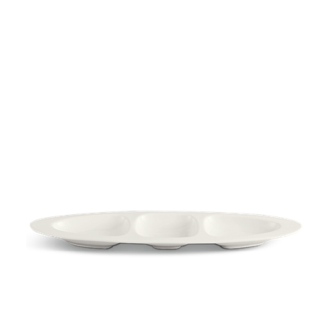 Dĩa oval sứ Minh Long ba ngăn 28 cm - Gourmet Lys - Trắng Ngà