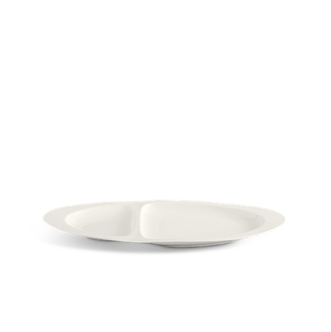 Dĩa oval hai ngăn sứ Minh Long 40 cm - Gourmet Lys - Trắng Ngà