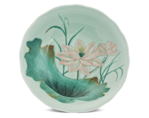 Dĩa tròn sâu sứ Minh Long 20 cm - Sen Màu