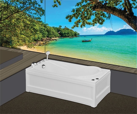 Bồn tắm dài Euroca EU1-1675 dài 1m6 chân yếm đặt sàn