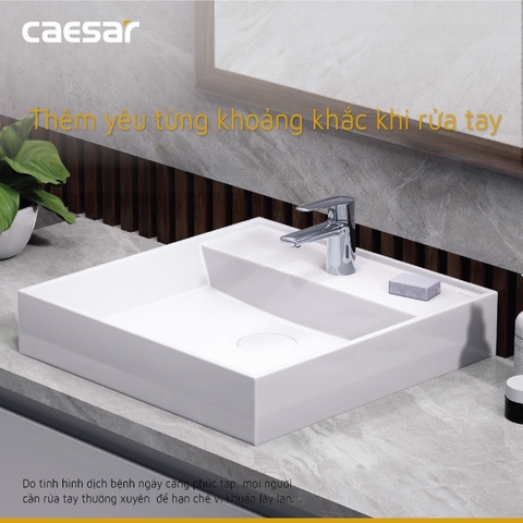 Vòi lavabo chậu rửa mặt Caesar B380CU nóng lạnh kèm nút xả nhấn