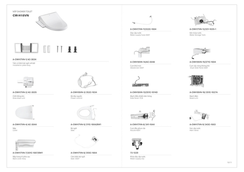 Nắp rửa điện tử INAX CW-H18VN (CWH18VN)