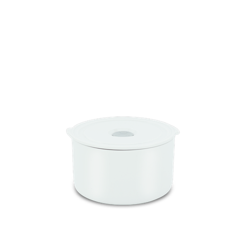 Hộp dưỡng sinh tròn đựng thực phẩm sứ Minh Long 15 cm + nắp (K) - Dưỡng Sinh - Trắng