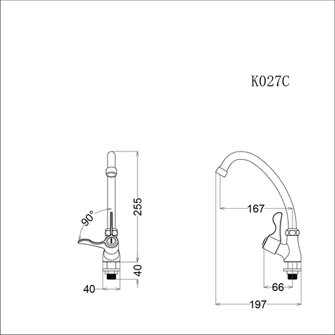 Vòi chậu rửa chén Caesar K027C nước lạnh