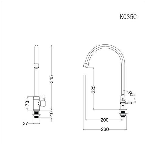 Vòi chậu rửa chén Caesar K035C nước lạnh