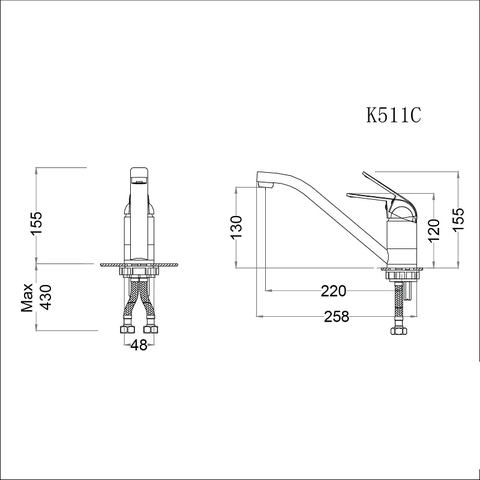 Vòi chậu rửa chén Caesar K511C nóng lạnh