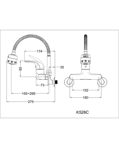 Vòi chậu rửa chén Caesar K526C nóng lạnh gắn tường