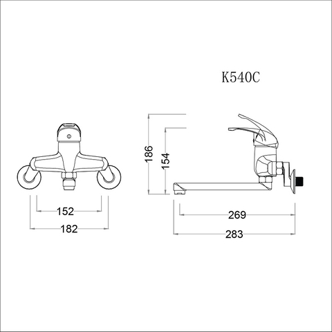Vòi chậu rửa chén Caesar K540C nóng lạnh gắn tường