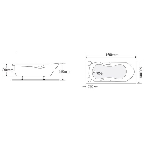 Bồn tắm dài Euroca EU2-1770 dài 1m7