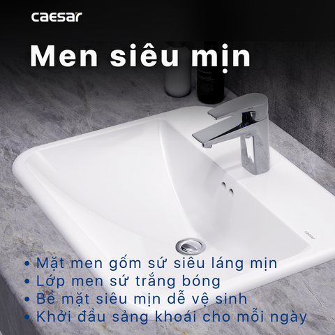 Lavabo chậu rửa mặt Caesar L5019 bán âm dương vành