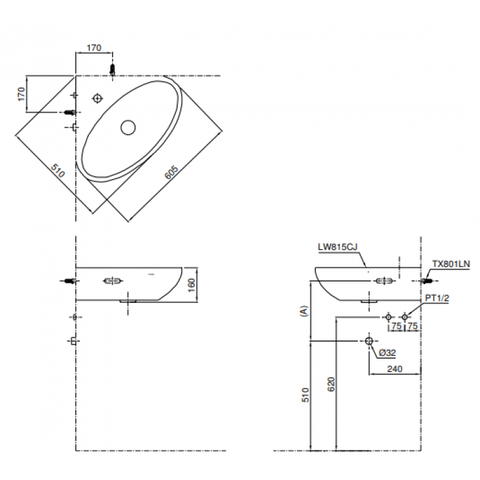 Lavabo chậu rửa mặt TOTO LW815CJW/F#W treo góc