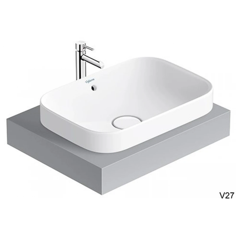 Lavabo chậu rửa mặt Viglacera V27 bán âm dương vành