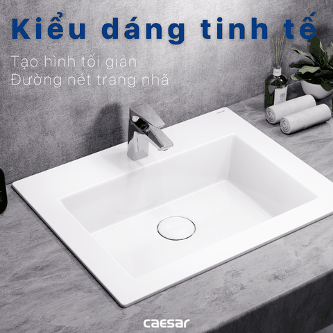 Lavabo chậu rửa mặt Caesar LF5017 bán âm dương vành