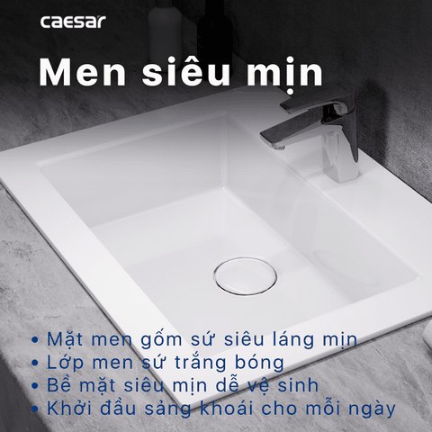 Lavabo chậu rửa mặt Caesar LF5017 bán âm dương vành