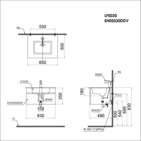 Bộ Lavabo tủ Caesar LF5030 + EH05030AWV