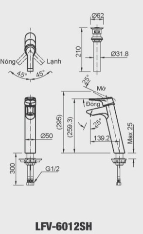 Vòi lavabo chậu rửa mặt INAX LFV-6012SH nóng lạnh cổ cao (LFV6012SH)