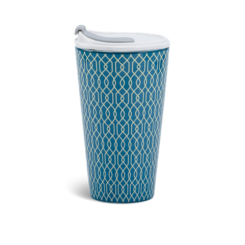 Ly sứ dưỡng sinh sứ Minh Long 0.48 L (K1) + nắp ống hút - Indigo (LTA)