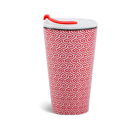 Ly sứ dưỡng sinh sứ Minh Long 0.48 L (K1) + nắp ống hút - Red Karakusa (LTF)