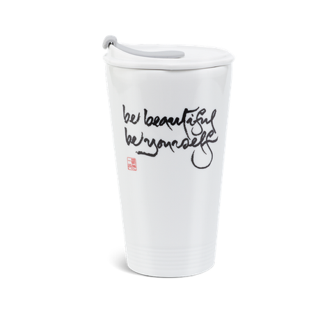 Ly sứ dưỡng sinh sứ Minh Long 0.48 L + nắp ống hút (K1) - Be beautiful, Be yourself