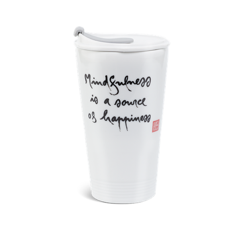 Ly sứ dưỡng sinh sứ Minh Long 0.48 L + nắp ống hút (K1) - Mindfulness is a source of happiness