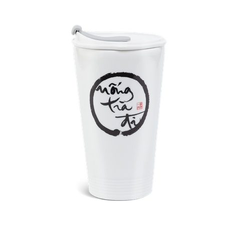 Ly sứ Minh Long sứ dưỡng sinh 0.48 L + nắp ống hút (K1) - Uống trà đi