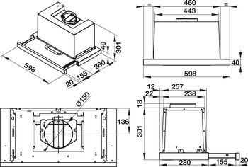 Máy hút mùi âm tủ Hafele mặt kính đen HH-TG60E