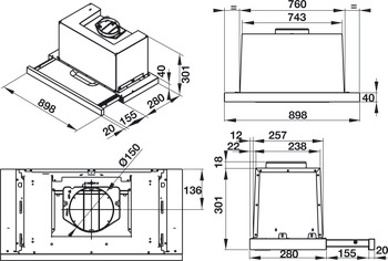 Máy hút mùi âm tủ Hafele mặt kính đen HH-TG90E
