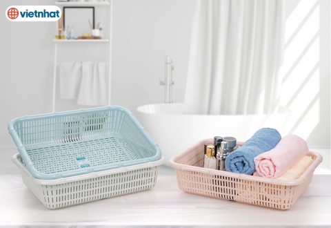 Rổ vuông đốt trúc bé Hokori nhựa Việt Nhật 3536
