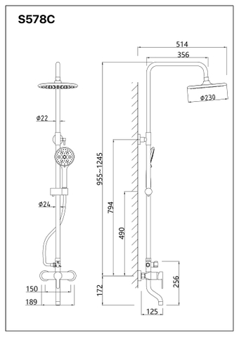 Cây sen tắm Caesar S578C nóng lạnh
