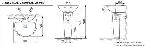 Lavabo chậu rửa mặt INAX L-285V treo tường (L285V)