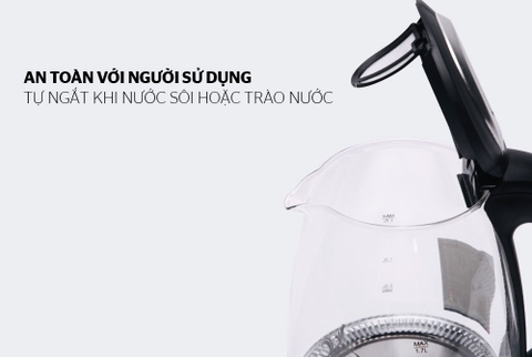 Ấm siêu tốc thủy tinh Sunhouse SHD1217