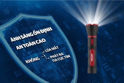 Đèn pin tay cầm Sunhouse SHE-4131 cỡ trung, đen đỏ