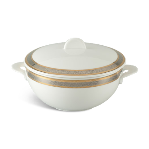 Thố cao sứ Minh Long 19 cm + nắp - Sago - Hoa Hồng