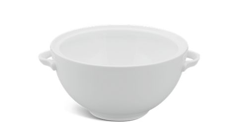 Thố sứ Minh Long 18 cm + nắp - Camellia - Trắng