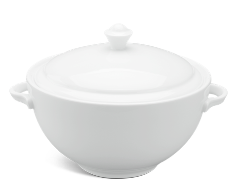 Thố sứ Minh Long 18 cm + nắp - Camellia - Trắng