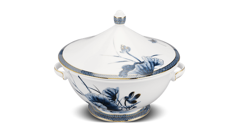 Thố sứ Minh Long 22 cm + nắp - Hoàng Cung - Sen Vàng